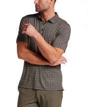 Printed Short Sleeve Polo in Black