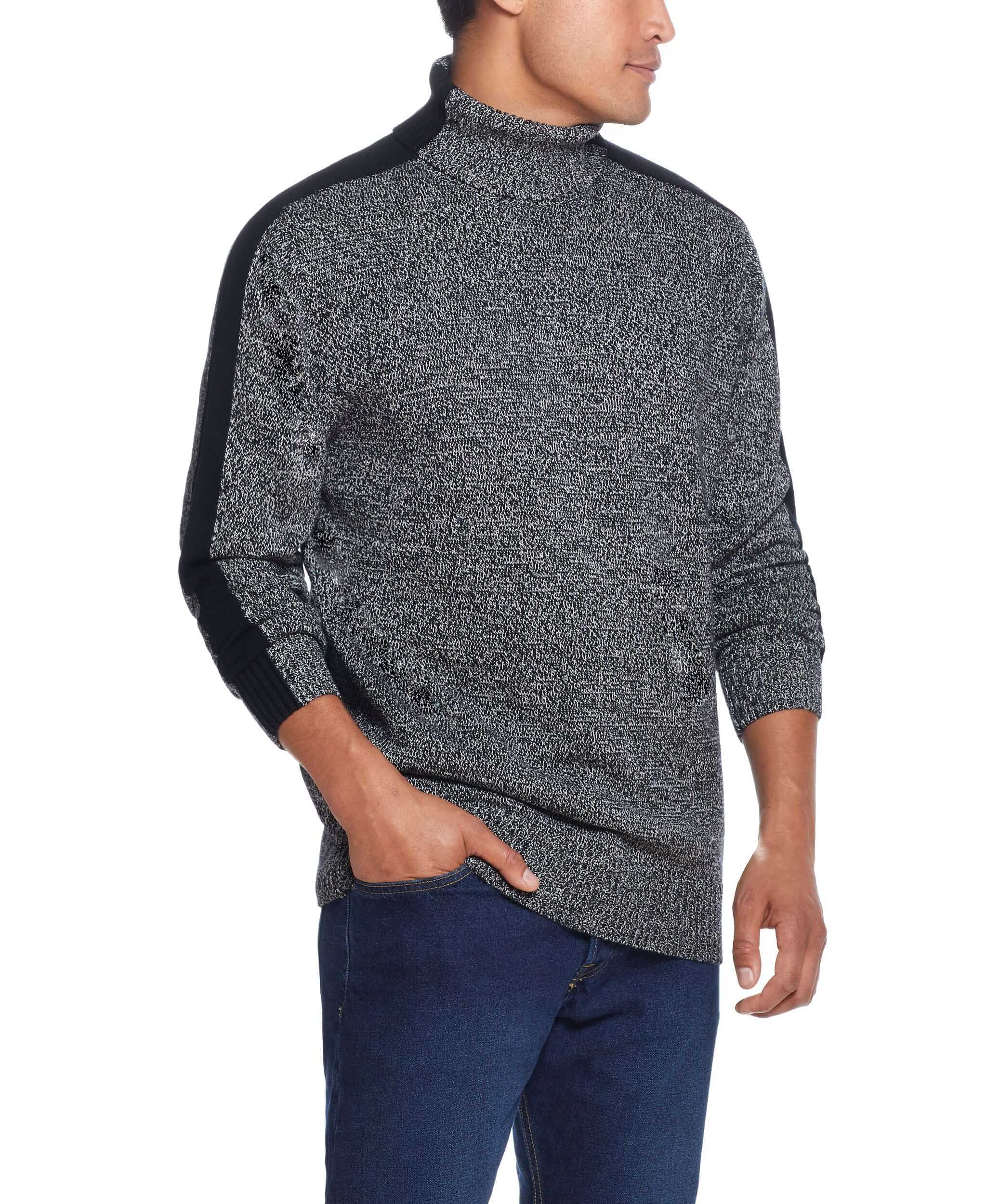 Racing Stripe Turtleneck In Black Ivory Marl