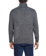 Racing Stripe Turtleneck In Black Ivory Marl