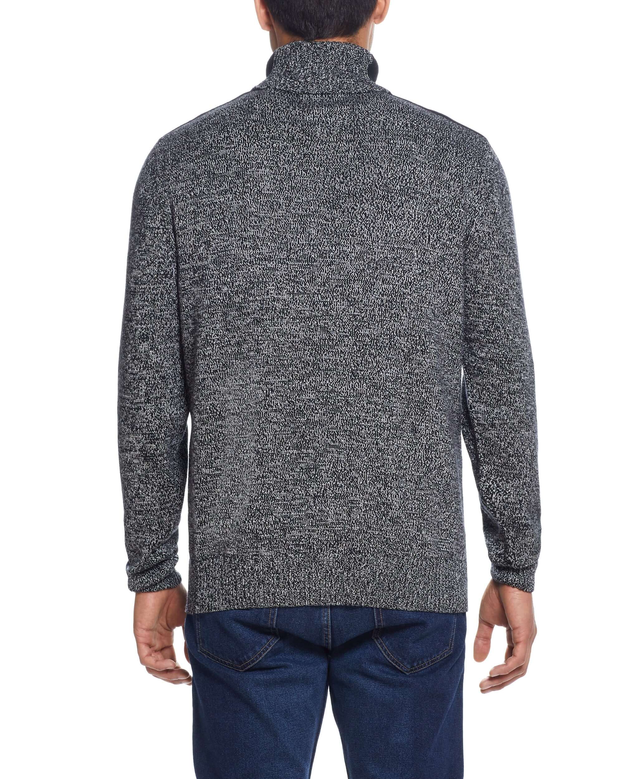 Racing Stripe Turtleneck In Black Ivory Marl