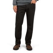Regular fit fleece lined jeans in jet black, offering comfort and warmth for fall and winter, styled with a classic cut.