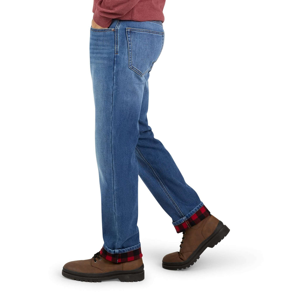 FULL BLUE Fleece Lined Jeans - 5 Pocket Relaxed Fit Bonded Denim For Men
