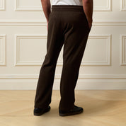 Ribbed Drawstring Pant in Brown worn from the back, showcasing the comfortable fit and drawstring waistband.