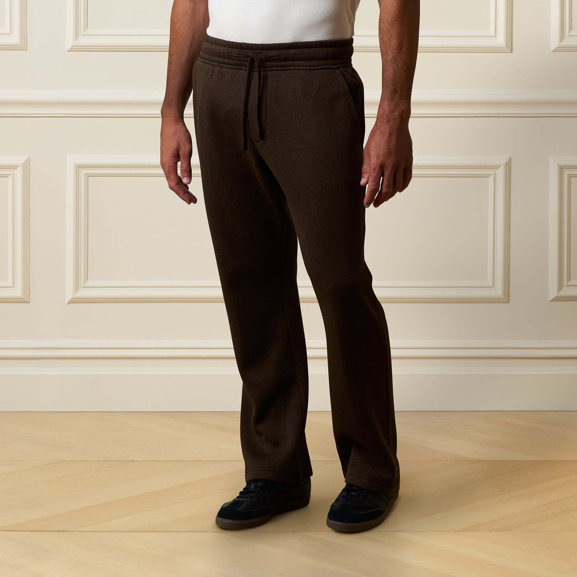 Ribbed Drawstring Pant Brown