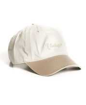 Script Vintage Hat in Khaki, adjustable and one size fits all, perfect for a casual stylish look.