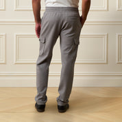Scuba Cargo Jogger in Grey showcasing back view with elastic waistband and cargo pockets for a modern casual look.