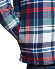 Sherpa Lined Flannel Shirt Jacket In Deep Cobalt