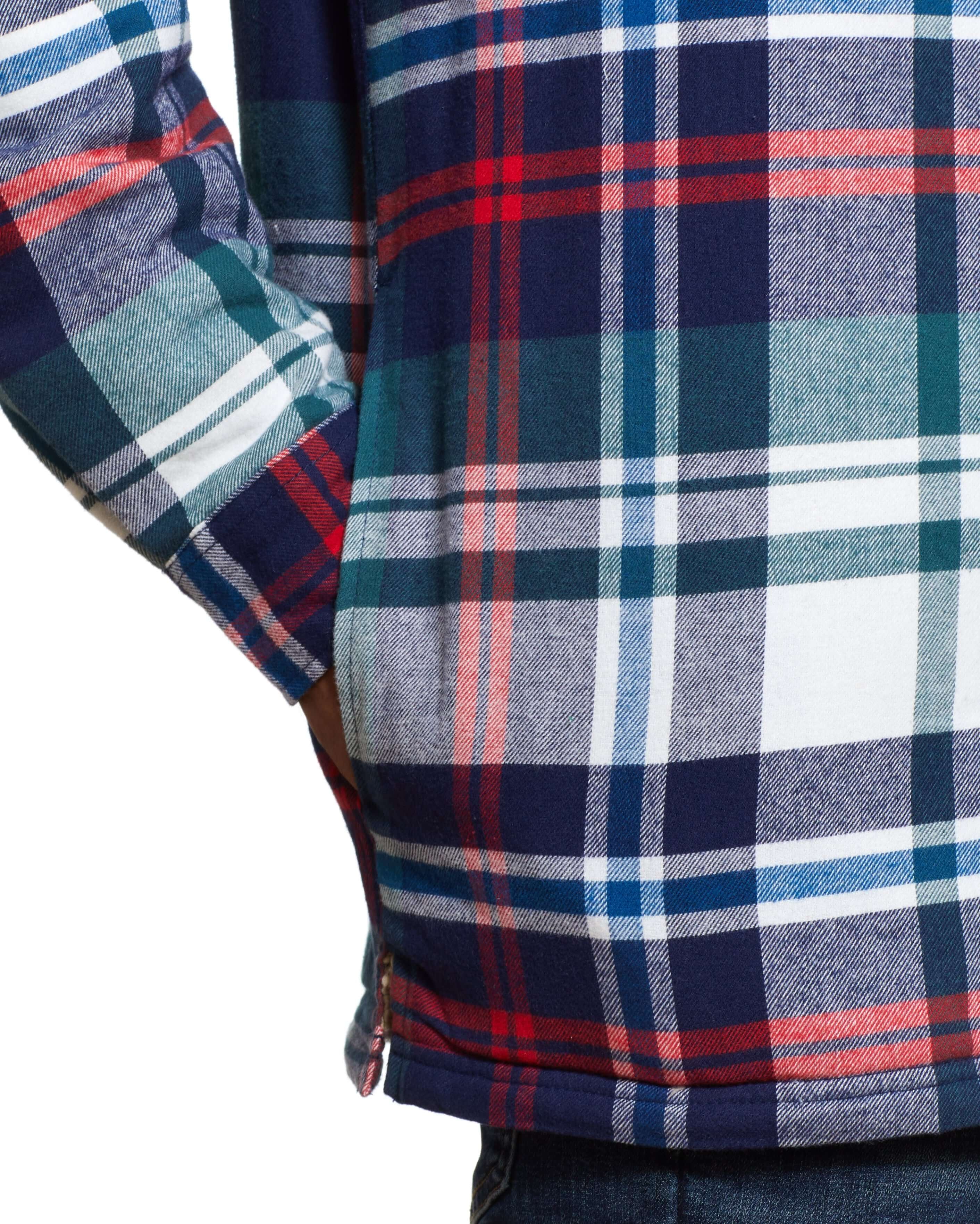 Sherpa Lined Flannel Shirt Jacket In Deep Cobalt