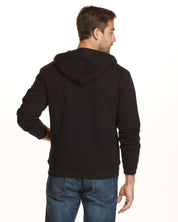 SHERPA LINED FLEECE HOODIE in BLACK