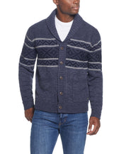 Sherpa Lined Sweater Jacket In Indigo Marl