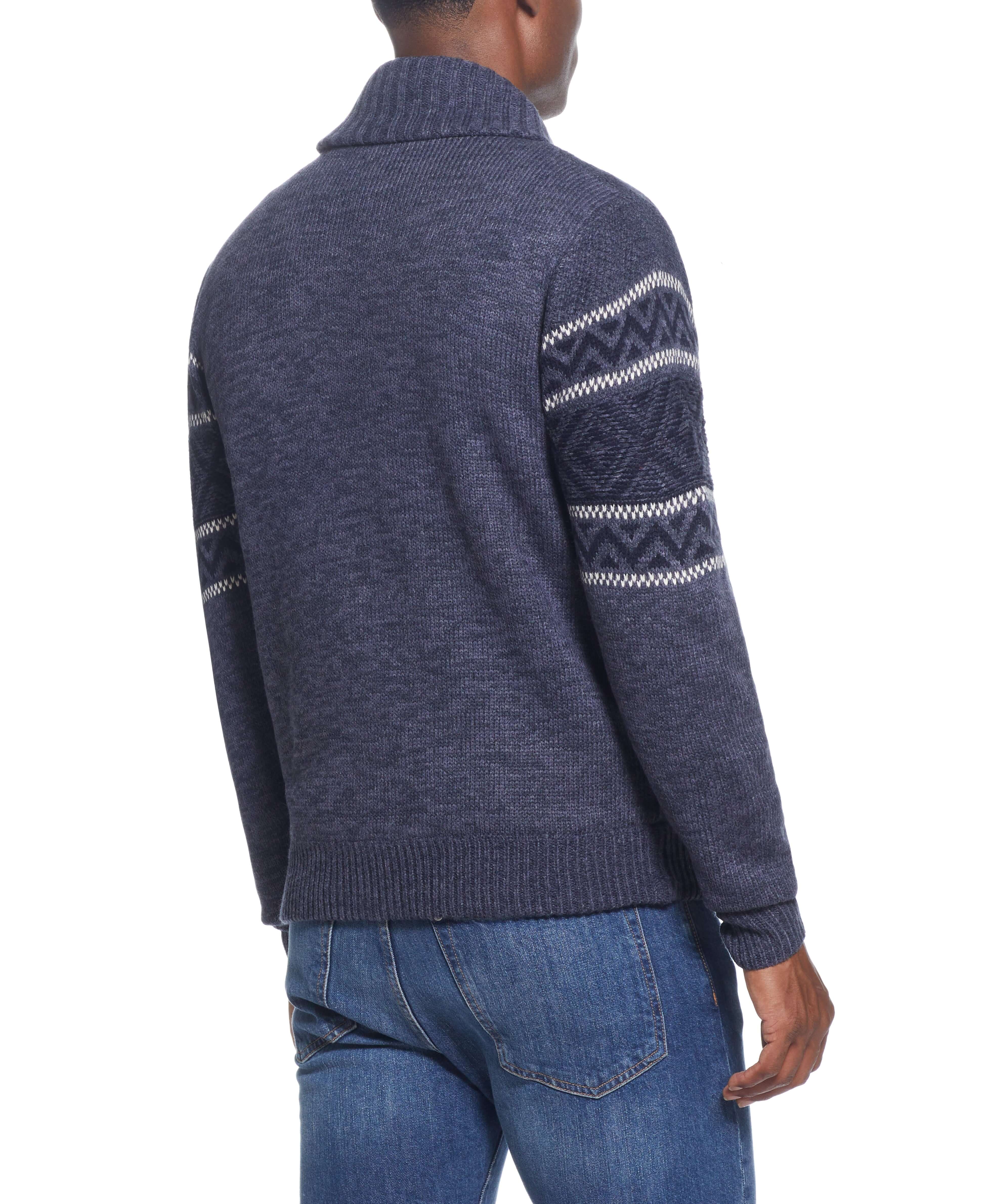 Sherpa Lined Sweater Jacket In Indigo Marl