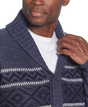 Sherpa Lined Sweater Jacket In Indigo Marl