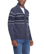 Sherpa Lined Sweater Jacket In Indigo Marl