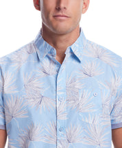 Short Sleeve Cotton Poplin Shirt In Cerulean