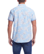 Short Sleeve Cotton Poplin Shirt In Cerulean