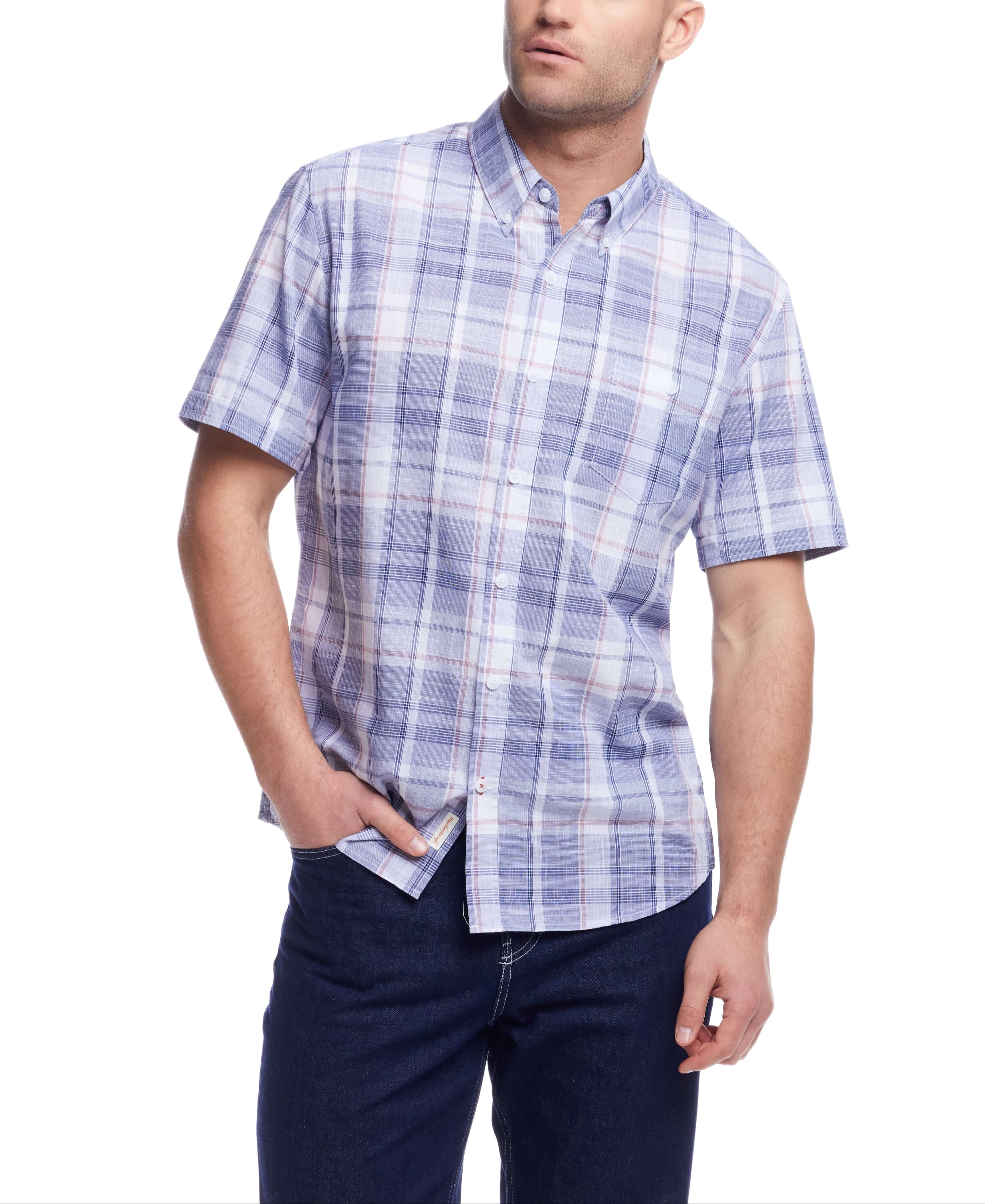 Short Sleeve End On End Plaid Poseidon