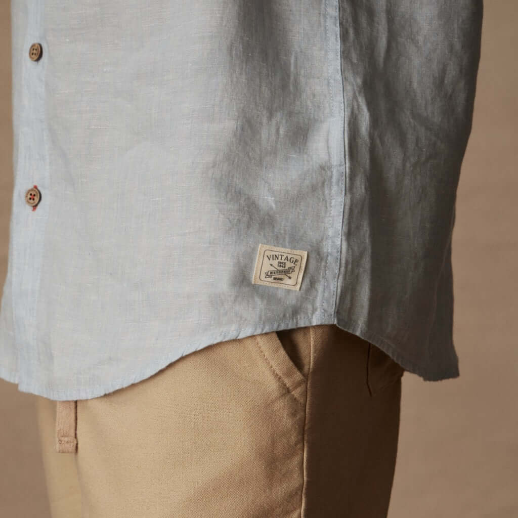 Short Sleeve Linen Shirt in Celestial Blue