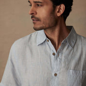 Short Sleeve Linen Shirt in Celestial Blue