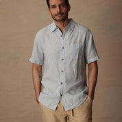 Short Sleeve Linen Shirt in Celestial Blue