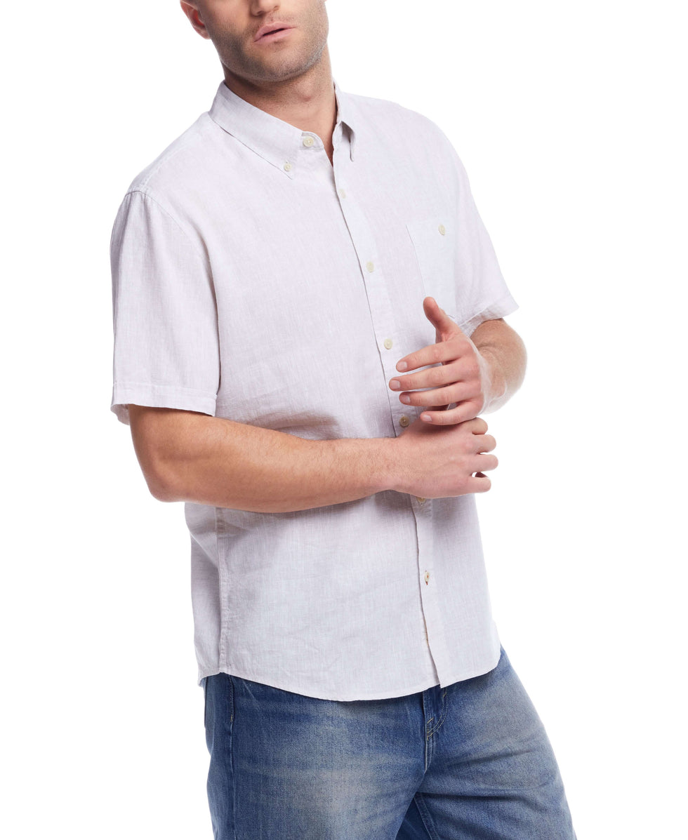 princess polly pink dress Casual 100% Linen Yarn Dyed Shirt Short Sleeve Button Down Large / SALMON main image 1