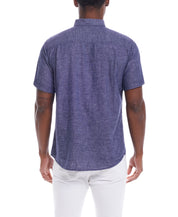 Short Sleeve Solid Linen Cotton In Naval Academy
