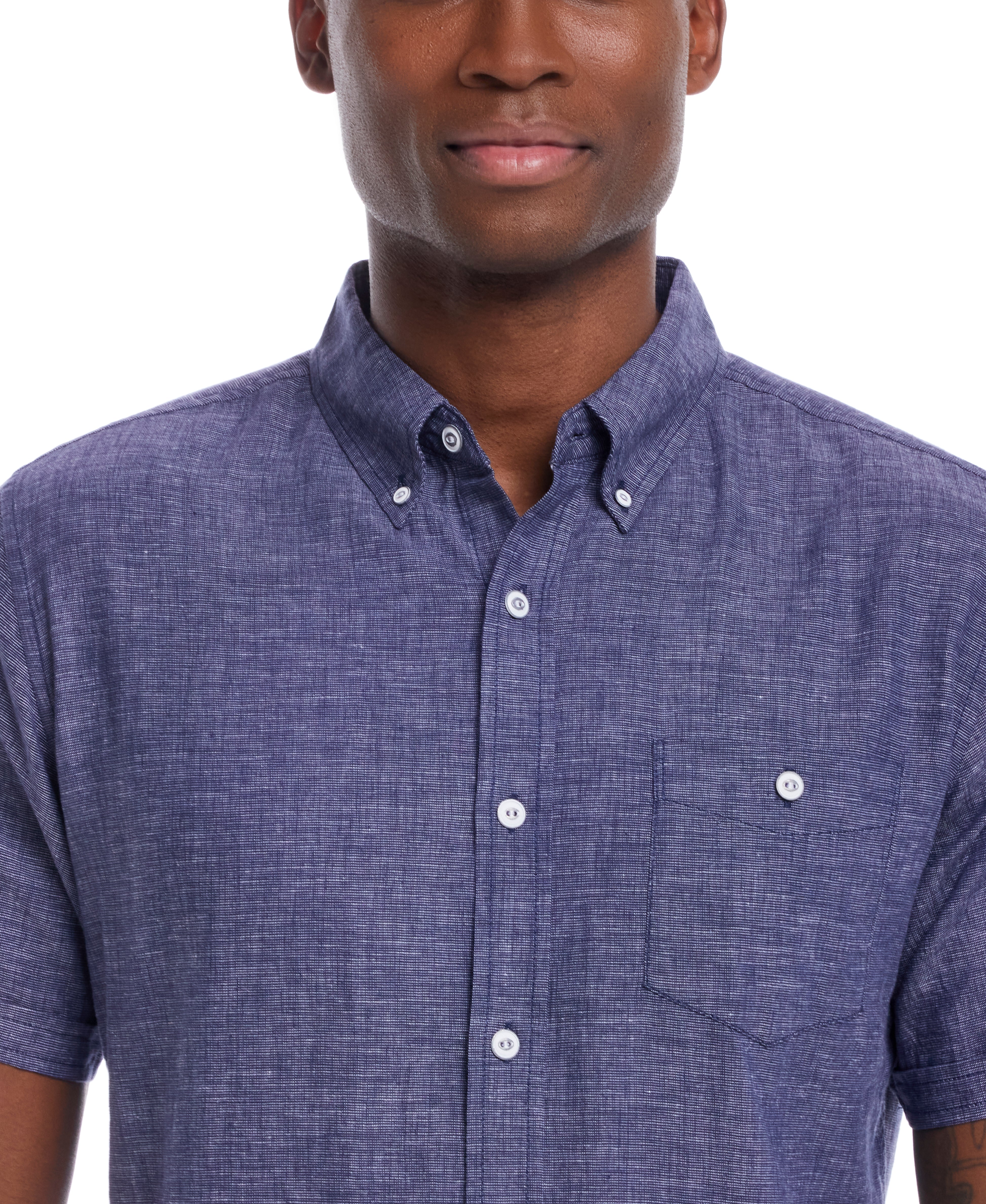 Short Sleeve Solid Linen Cotton In Naval Academy