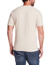 Short Sleeve Striped Henley in Tan