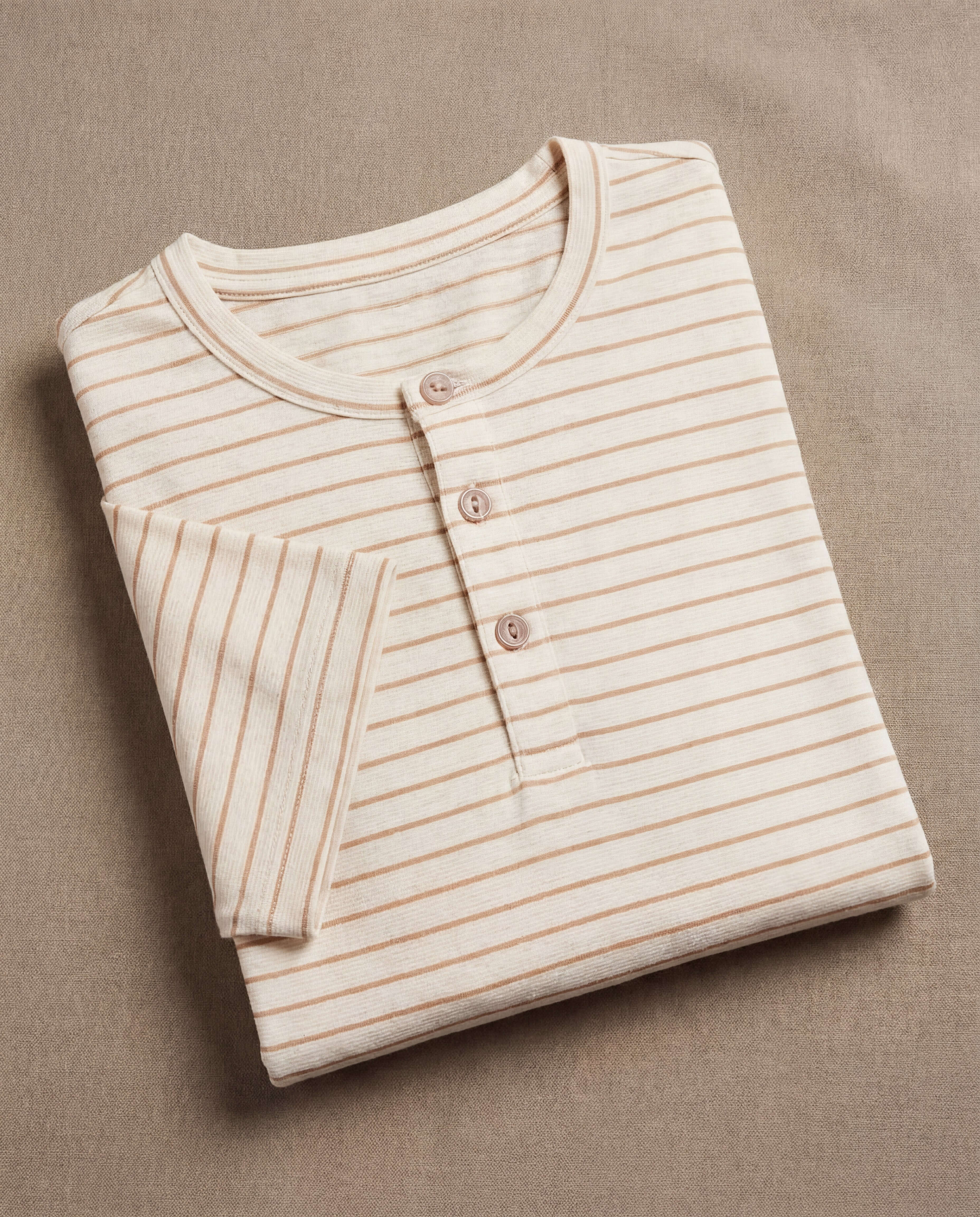 Short Sleeve Striped Henley