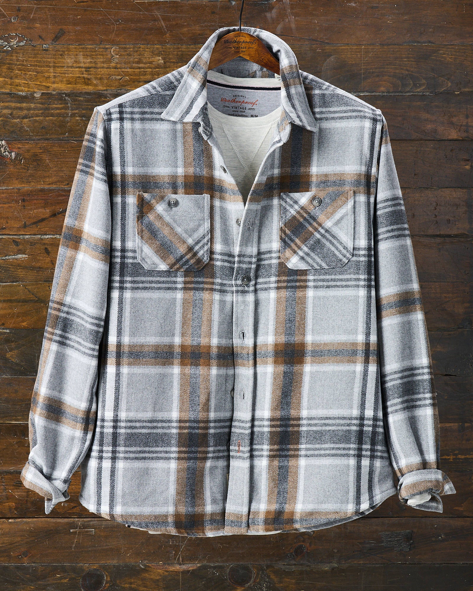 Wool Blend Plaid Shirt Jacket in Castor Grey