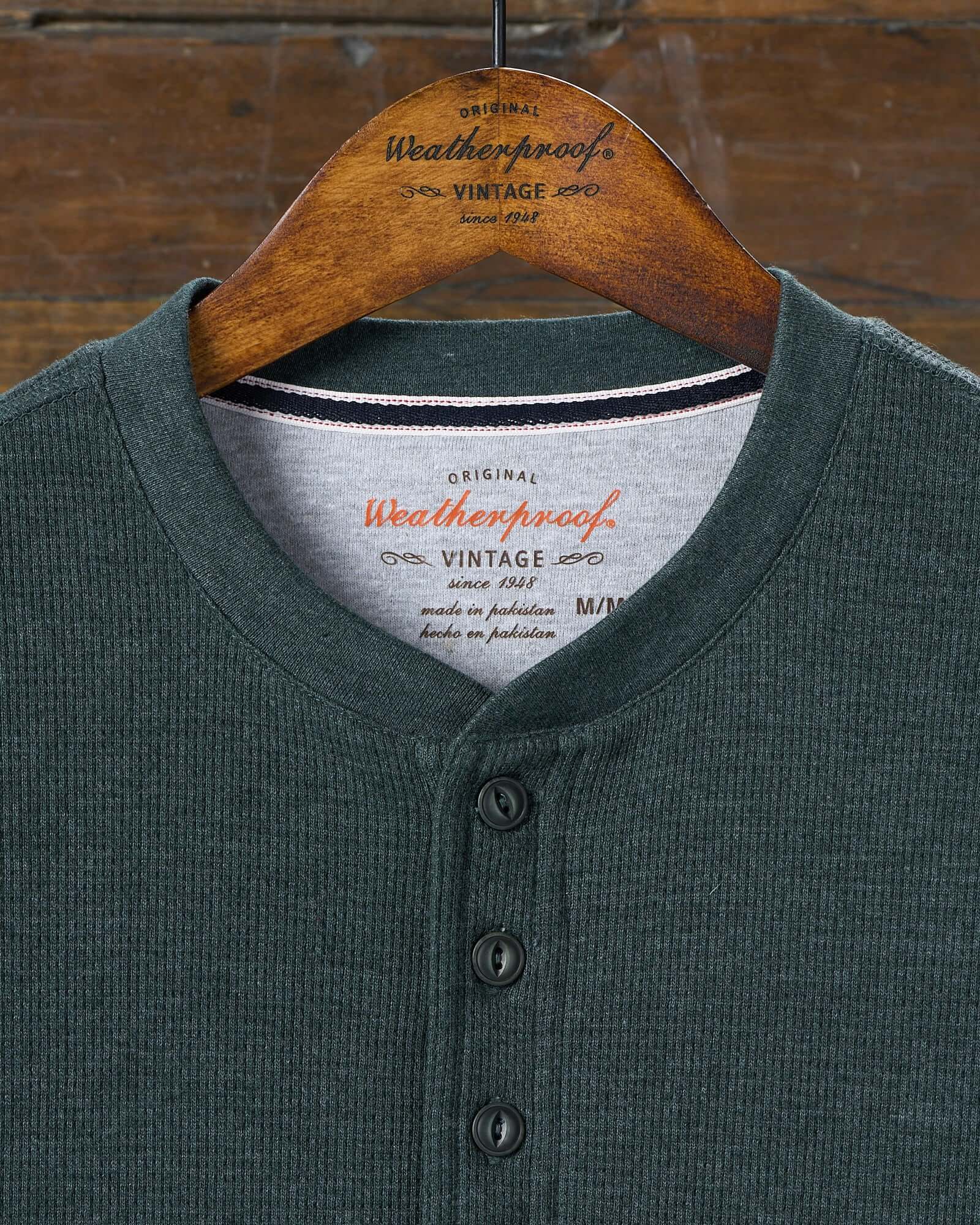 Classic Thermal Henley in Heather Scarab