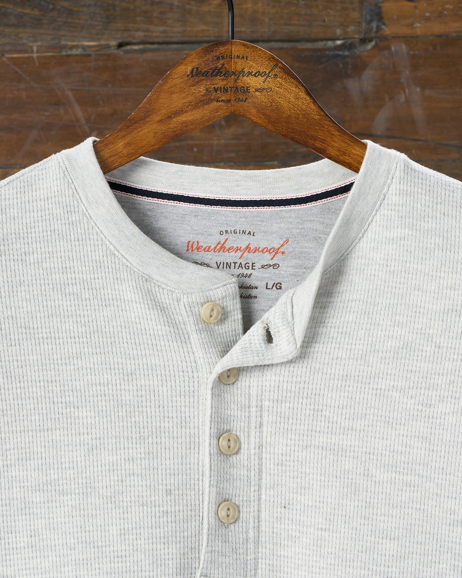 Long Sleeve Waffle Henley in Oatmeal