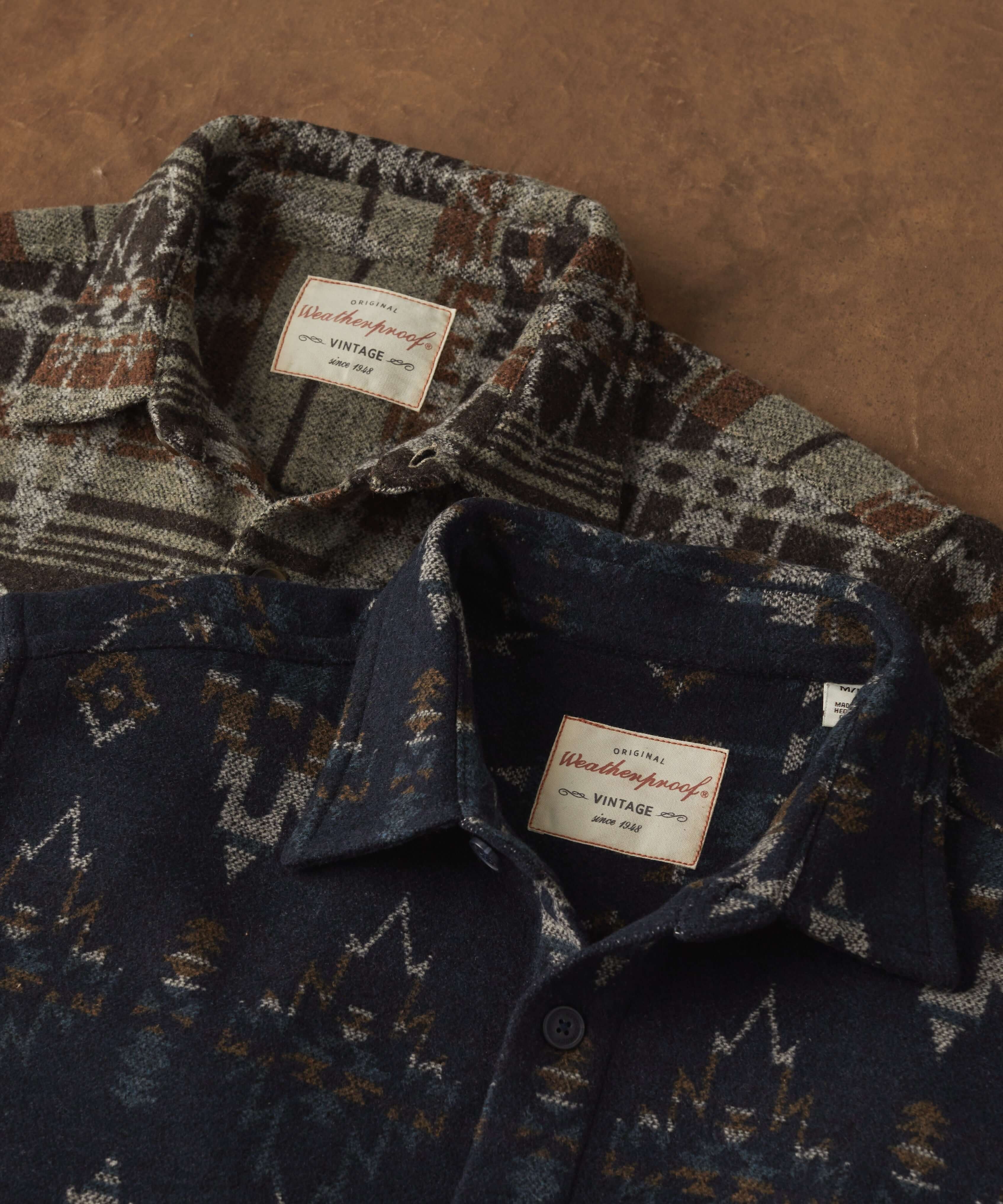 Southwest Jacquard Shirt Jacket in Blue Moss, featuring rich patterns and soft textures, ideal for layering and versatile styling.