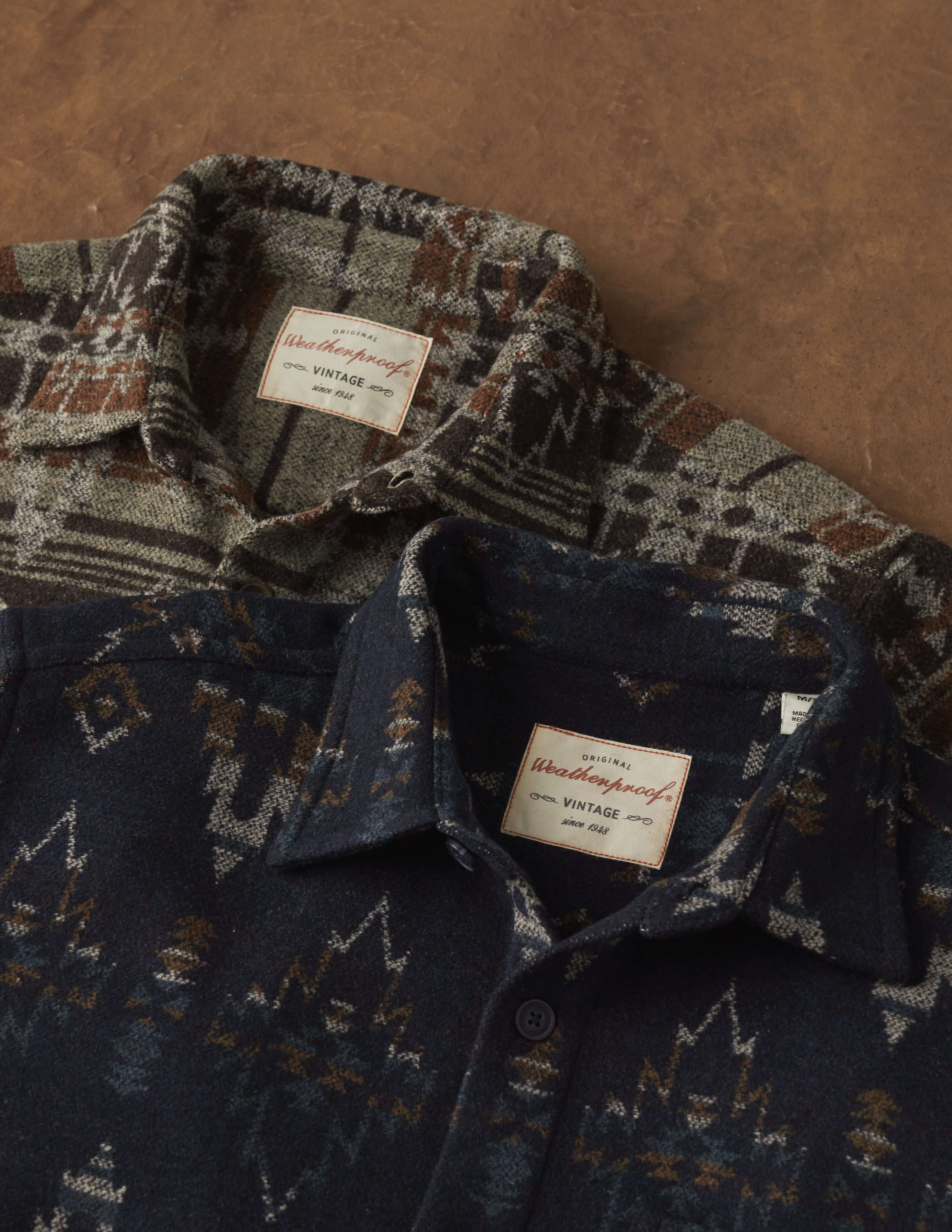 Southwest Jacquard Shirt Jacket in Blue Moss, featuring rich patterns and soft textures, ideal for layering and versatile styling.