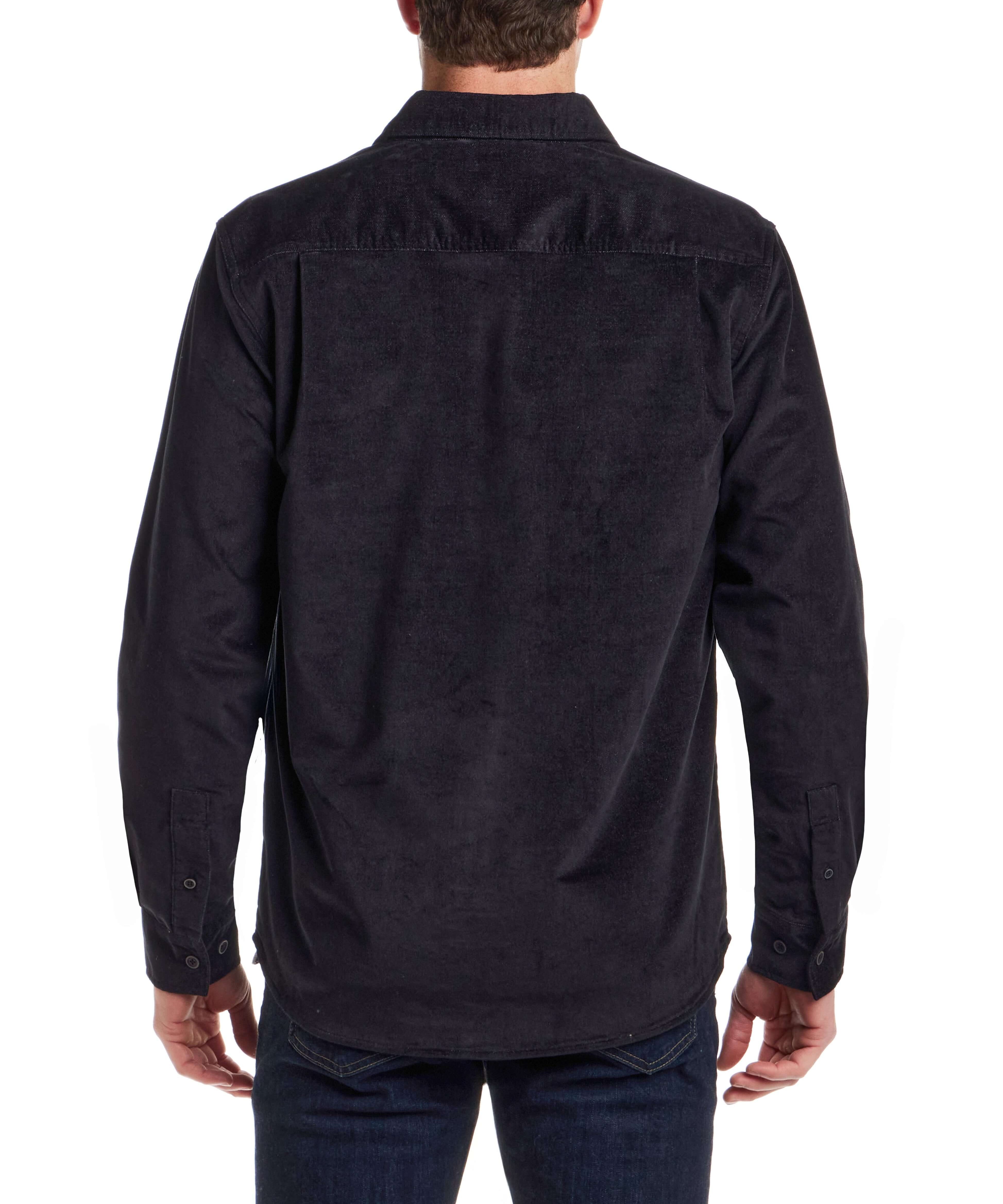 Superfine Corduroy Overshirt Moonless Night - Back view showcasing the textured fabric and structured fit.