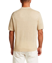 The Linen Polo Sweater in Bleached Sand
