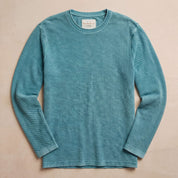 Twill Stonewash Sweater in Adriatic Blue, a soft and airy knit, perfect for transitional wear.