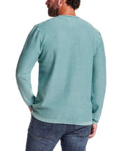 Twill Stonewash Sweater in Adriatic Blue, casual crew neck sweater featuring textured twill stitch.
