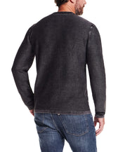 Twill Stonewash Sweater in Jet Black, back view with classic roll-neck and textured twill stitch design.