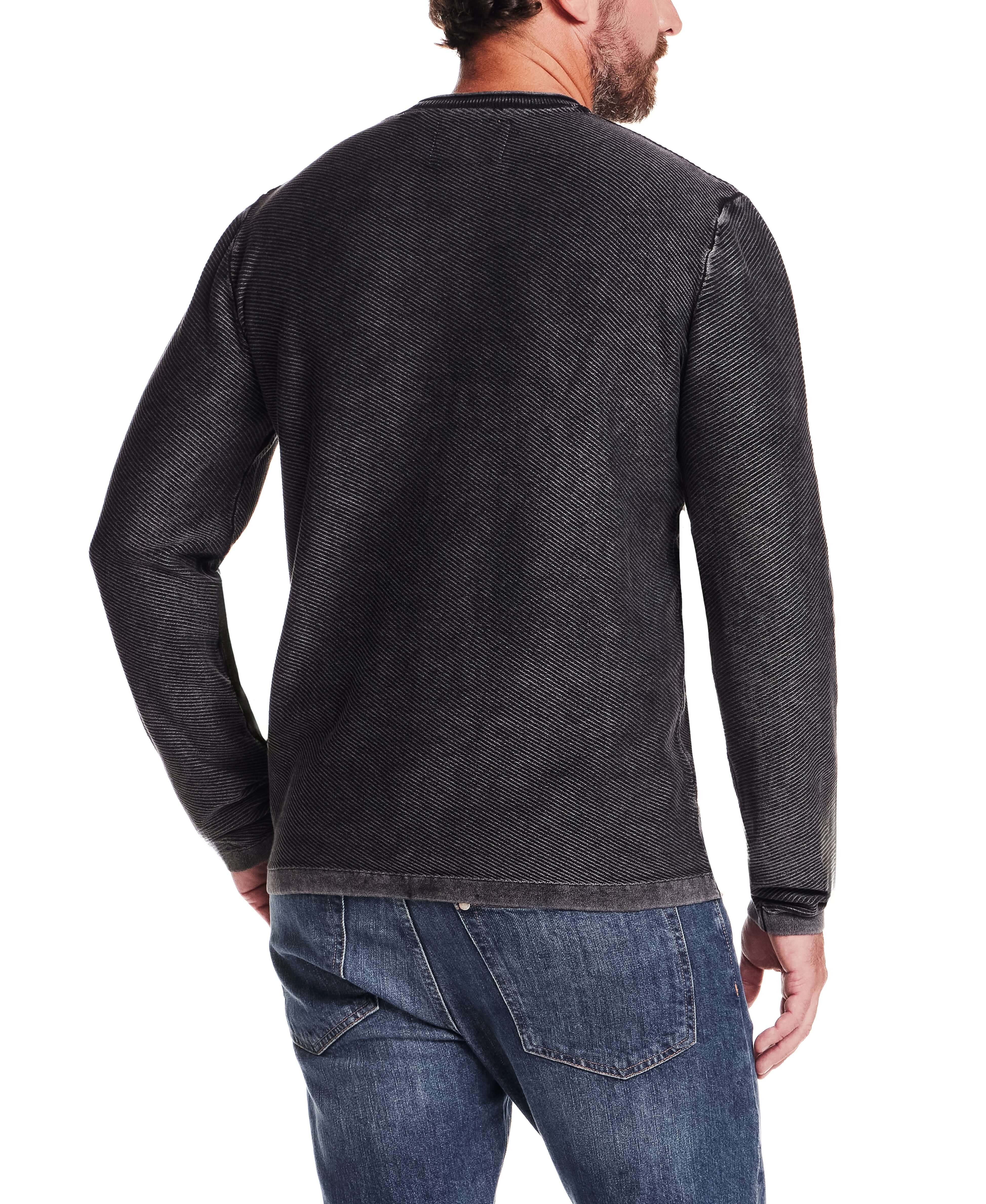 Twill Stonewash Sweater in Jet Black, back view with classic roll-neck and textured twill stitch design.