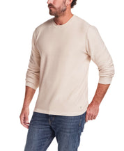 Twill Stonewash Sweater in Natural worn by a man, showcasing the relaxed fit and soft texture.