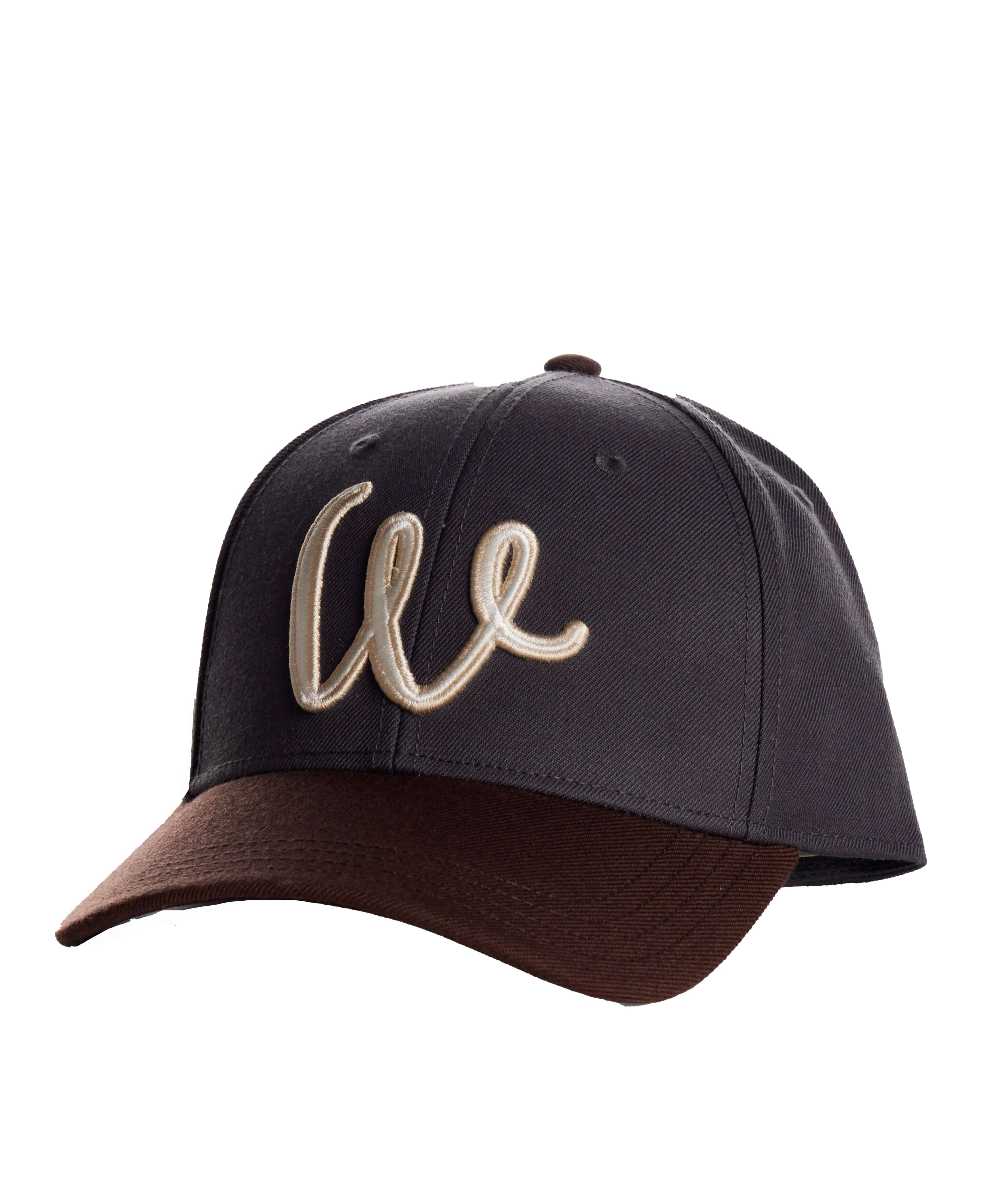 Two Tone Wool Hat in Dark Grey and Brown, featuring a premium wool blend and adjustable strap for a stylish winter look.