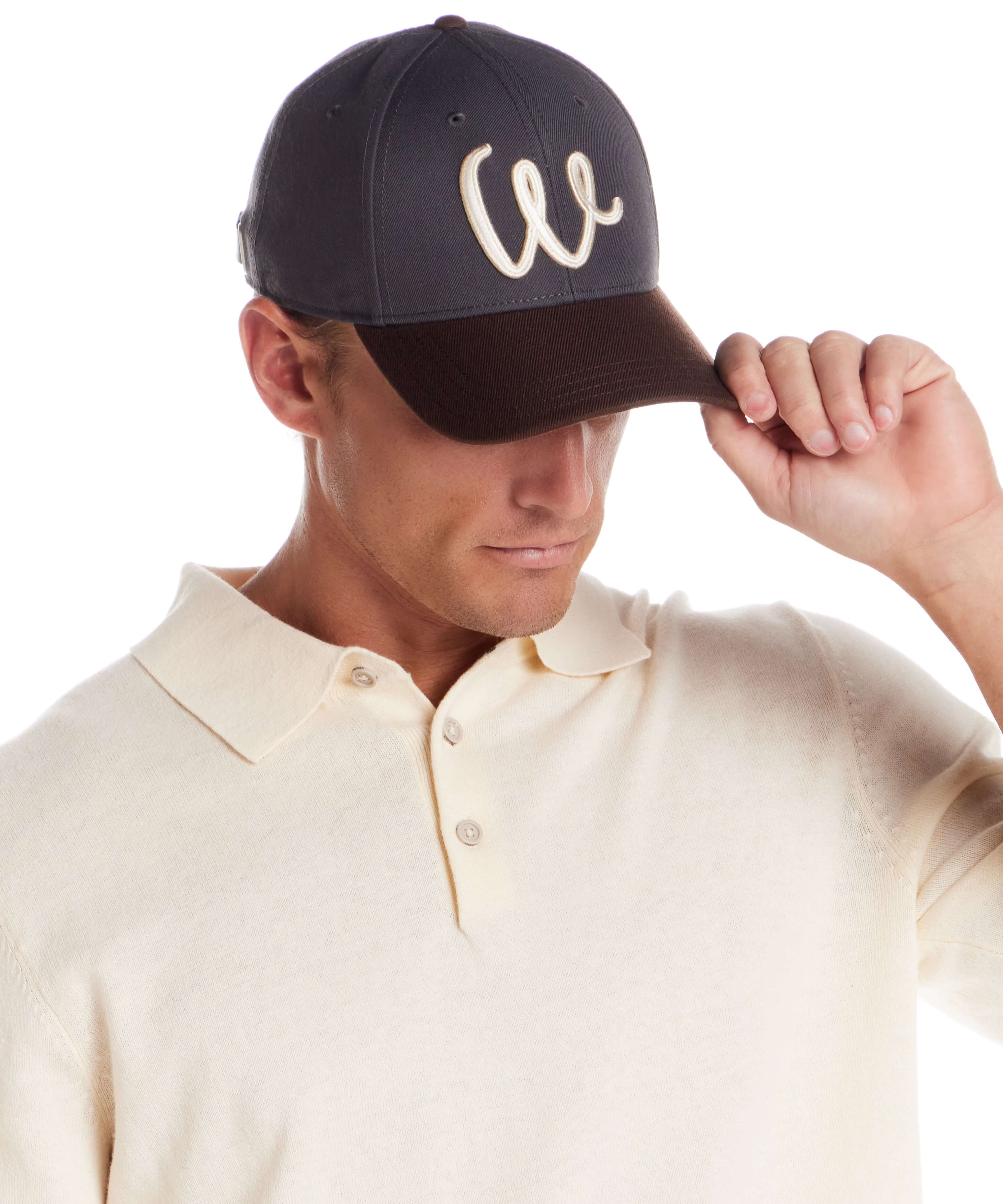 Two Tone Wool Hat in Dark Grey and Brown featuring a stylish design and adjustable strap.