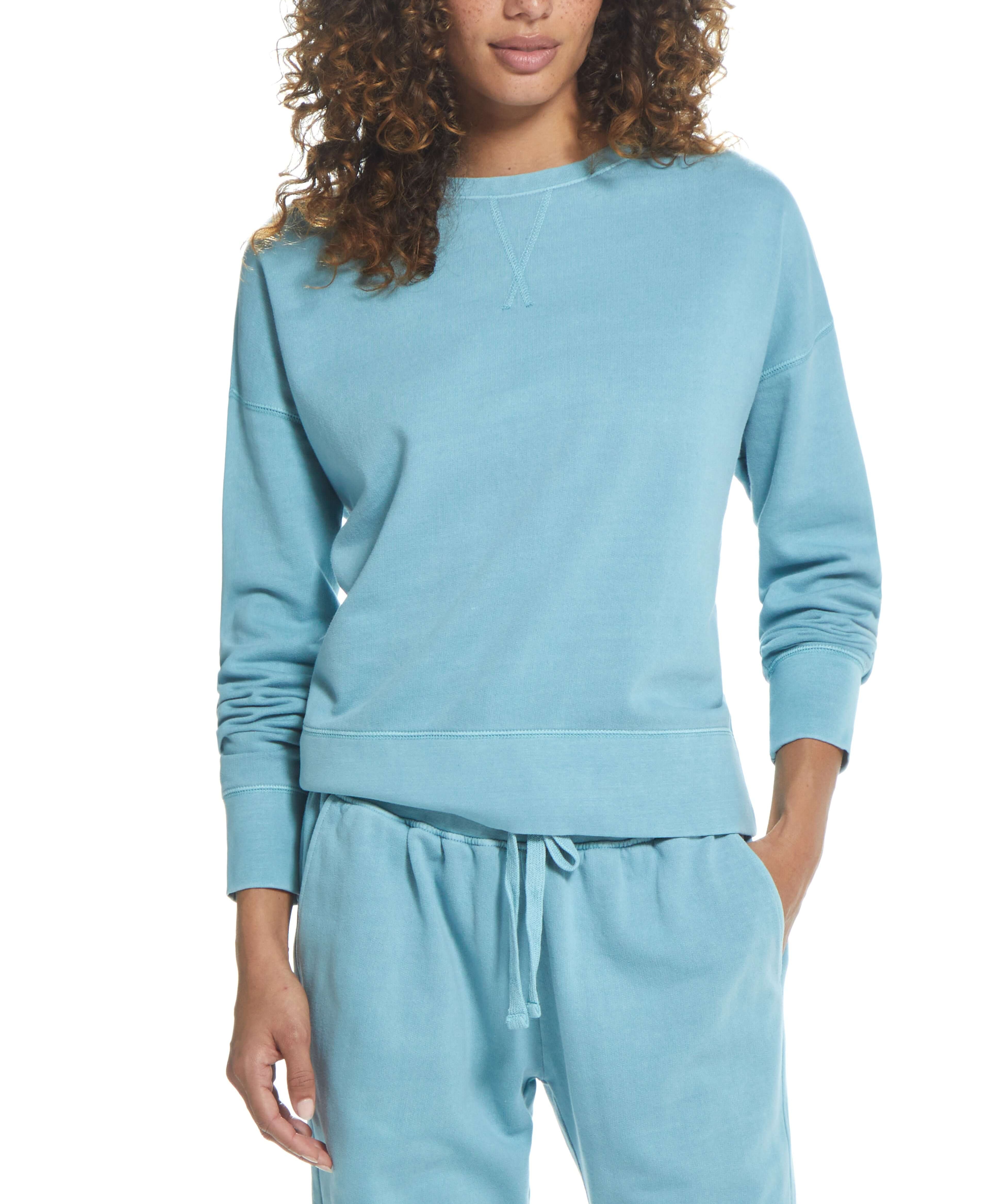 Women'S Sunwashed French Terry Crew In Adriatic Blue