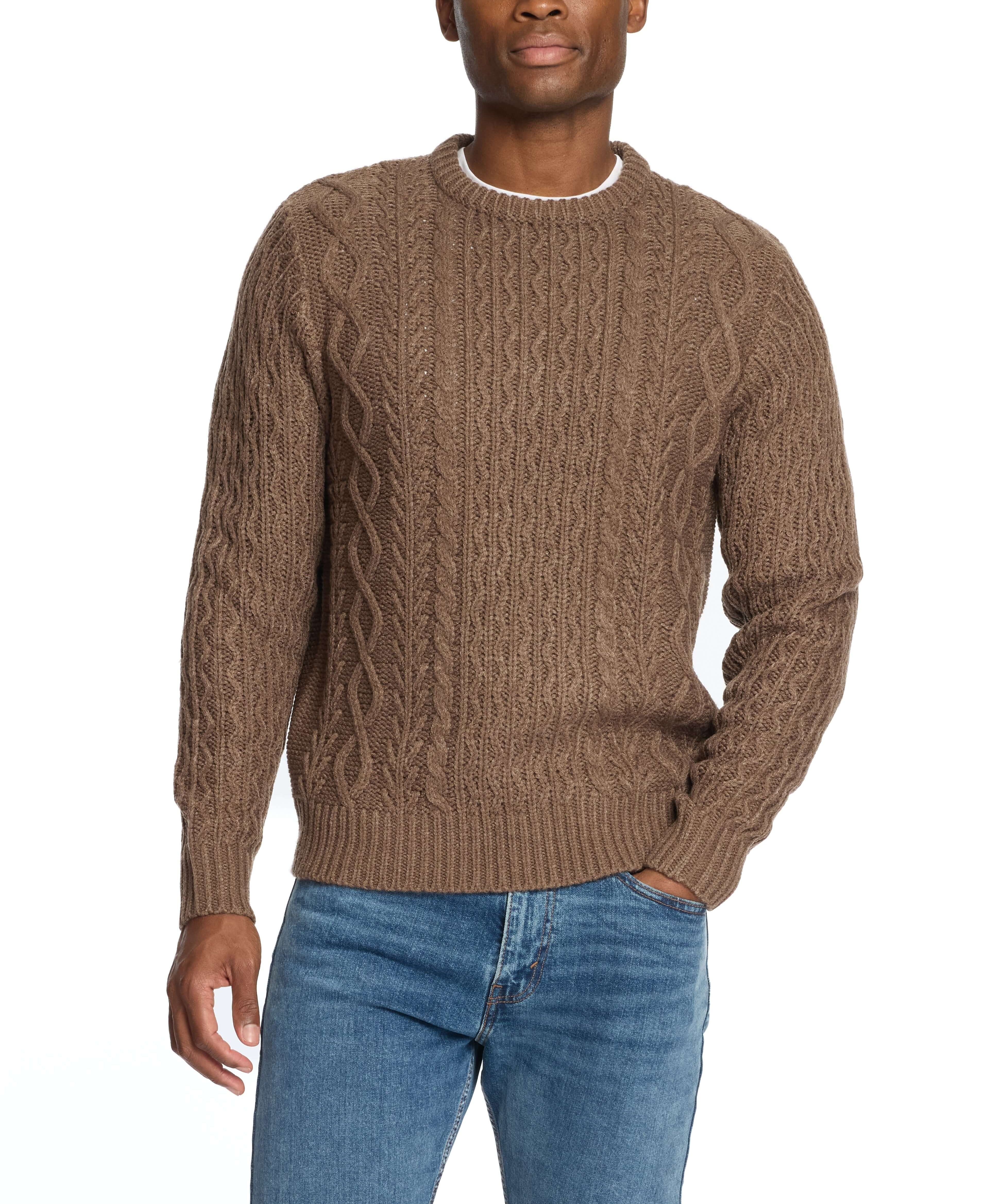 Zig Zag Cable Knit Crew in Flagstone, showcasing unique texture and cozy style for chilly days.