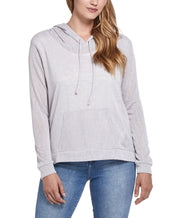 Womens Slub Hoodie Pullover in Silver