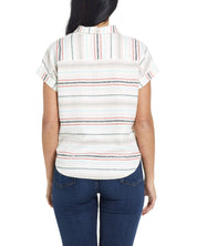 Tie Front Linen shirt in Rio Red