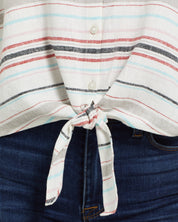 Tie Front Linen shirt in Rio Red