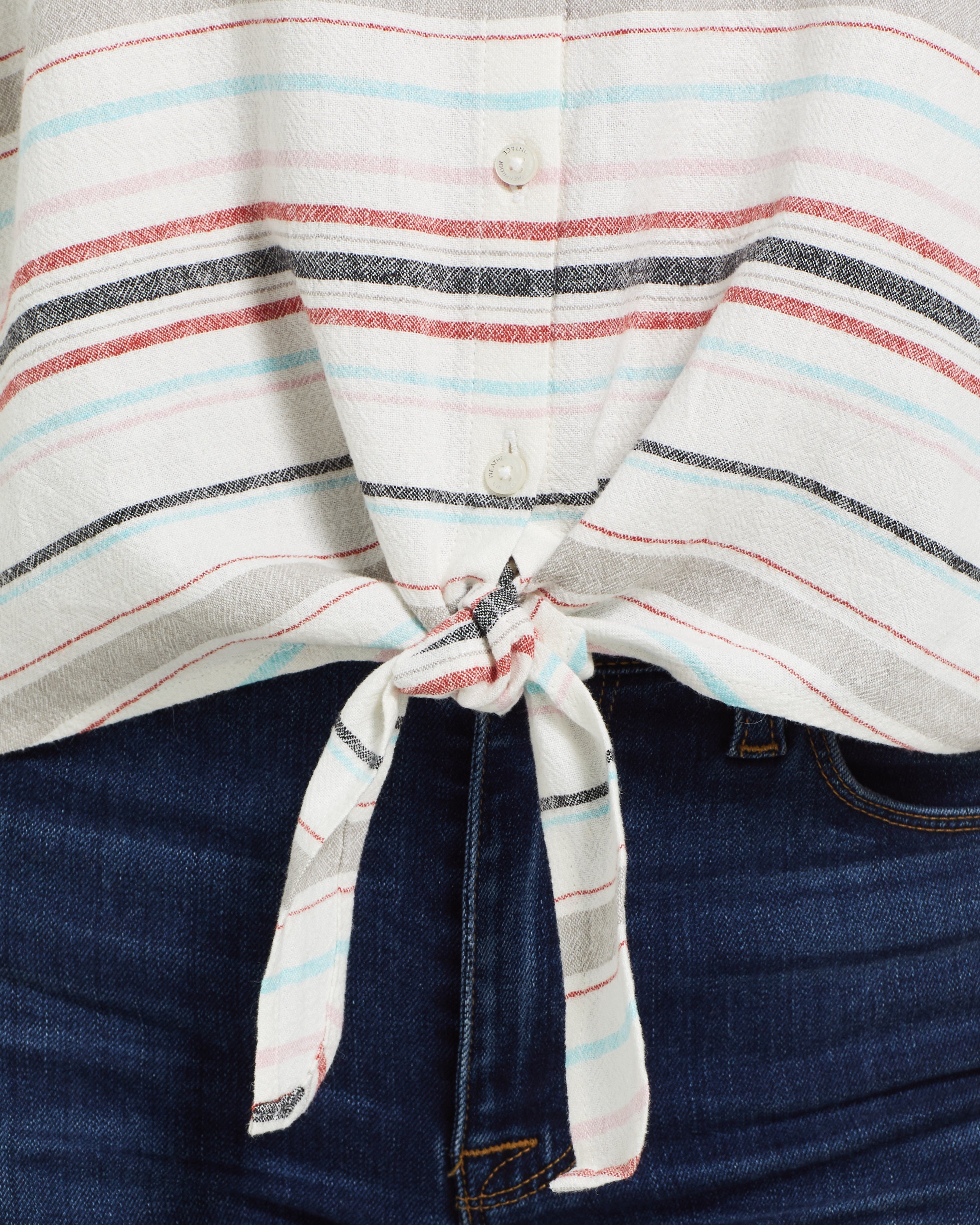 Tie Front Linen shirt in Rio Red