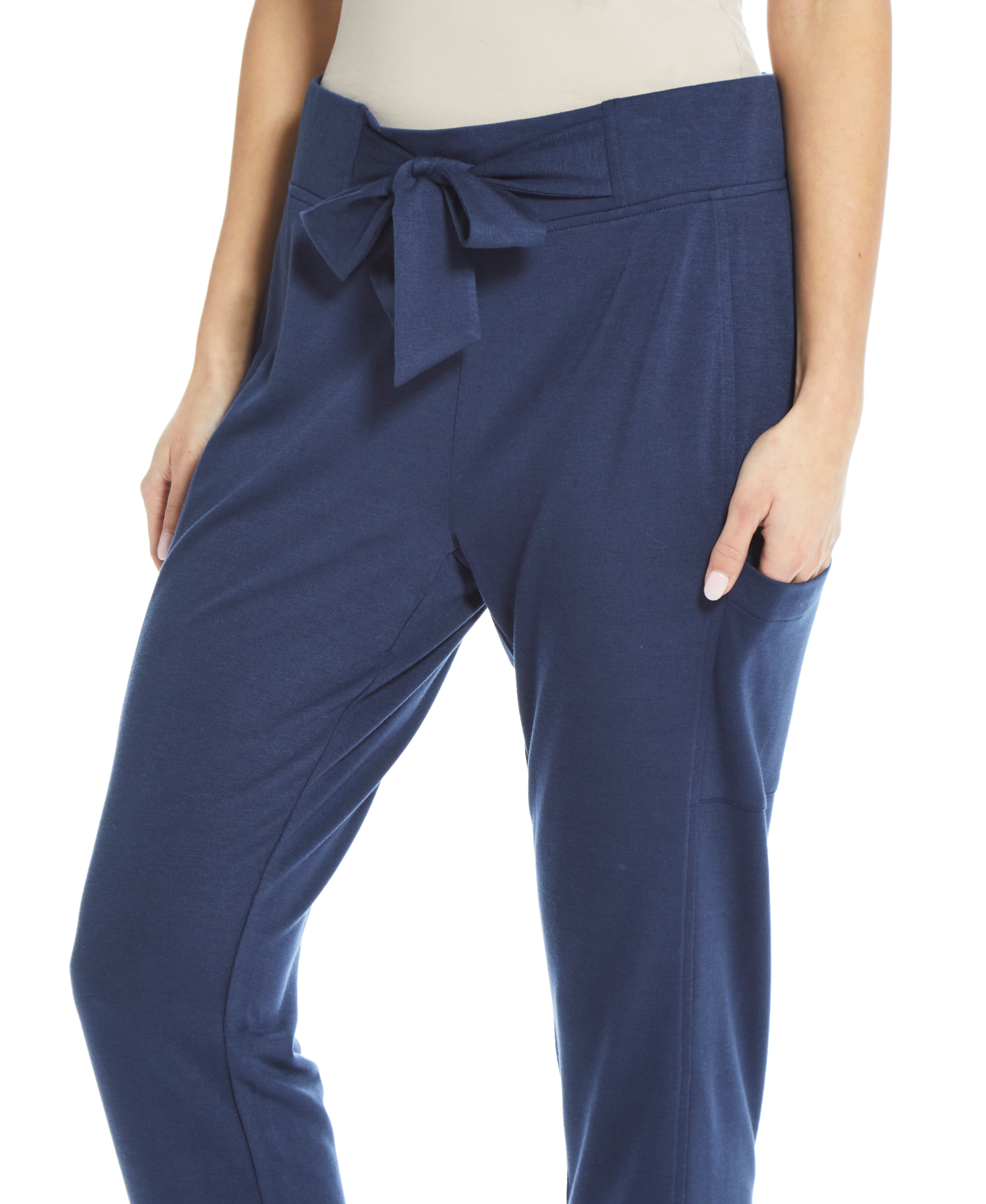 WOMEN'S BELTED TERRY PANT IN DRESS BLUE