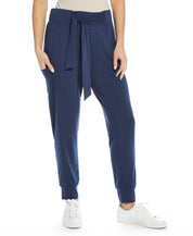 WOMEN'S BELTED TERRY PANT IN DRESS BLUE